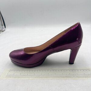 miss left Purple Platform Closed Toe Pumps Classic Slip On Chunky High Heel Shoe